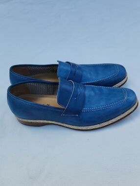Mezlan Spain "Battani" Blue Leather Penny Loafers - Size 9.5 M